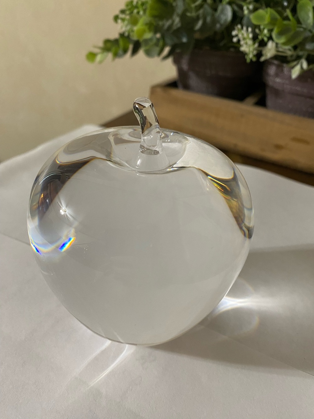 STEUBEN vintage clear art glass apple paperweight